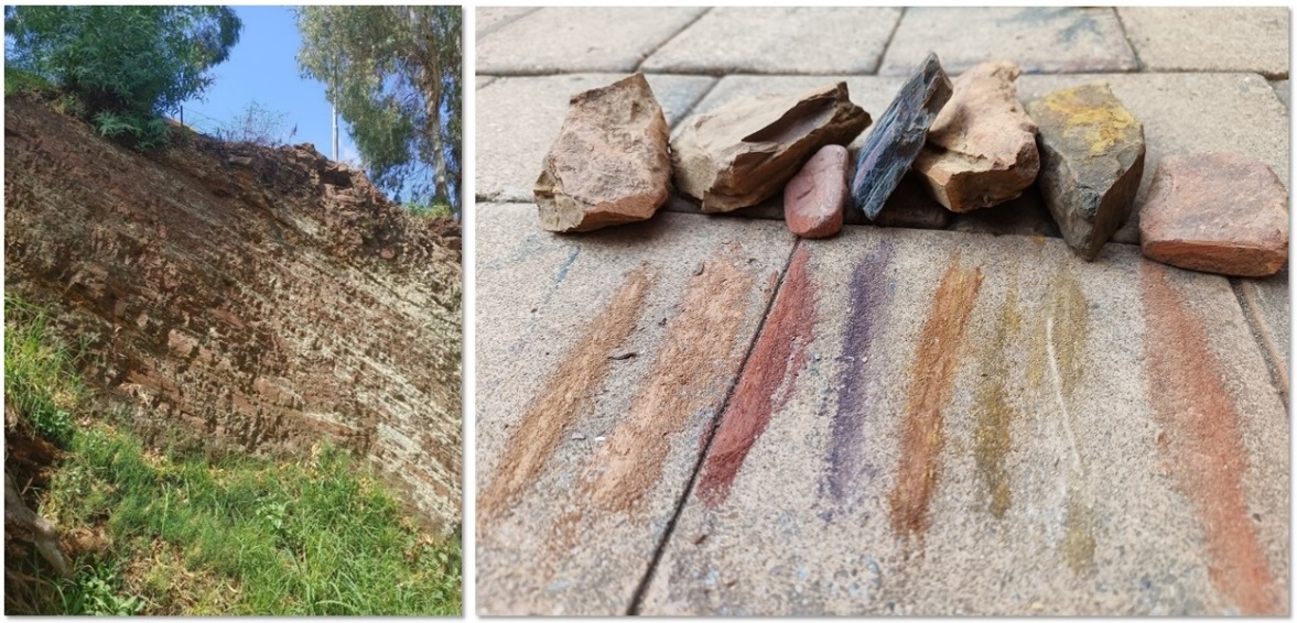 A range of colours of ochre – shale – collected from the Parktown Shale Formation at Wits University, Johannesburg.
